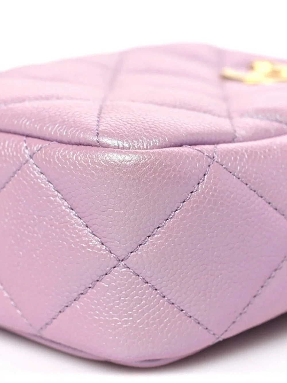 CHANEL 2023 SHIMMERING Pink Mauve Quilted Shoulder Bag with Gold Chain and CC